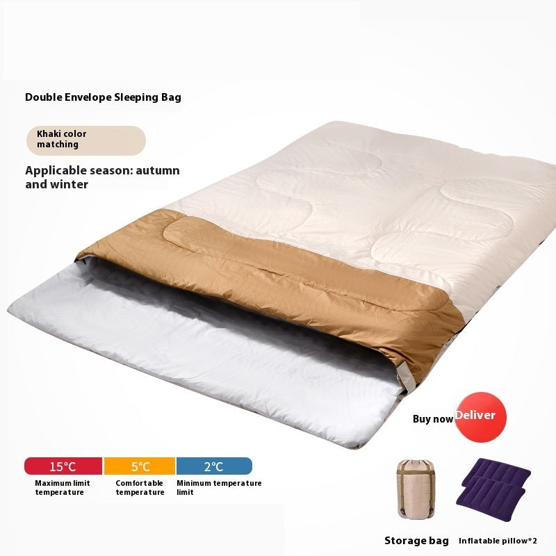 Double Sleeping Bag Adult Outdoor Camping Thickened Warm-keeping And Cold-proof Quilt Dual-use