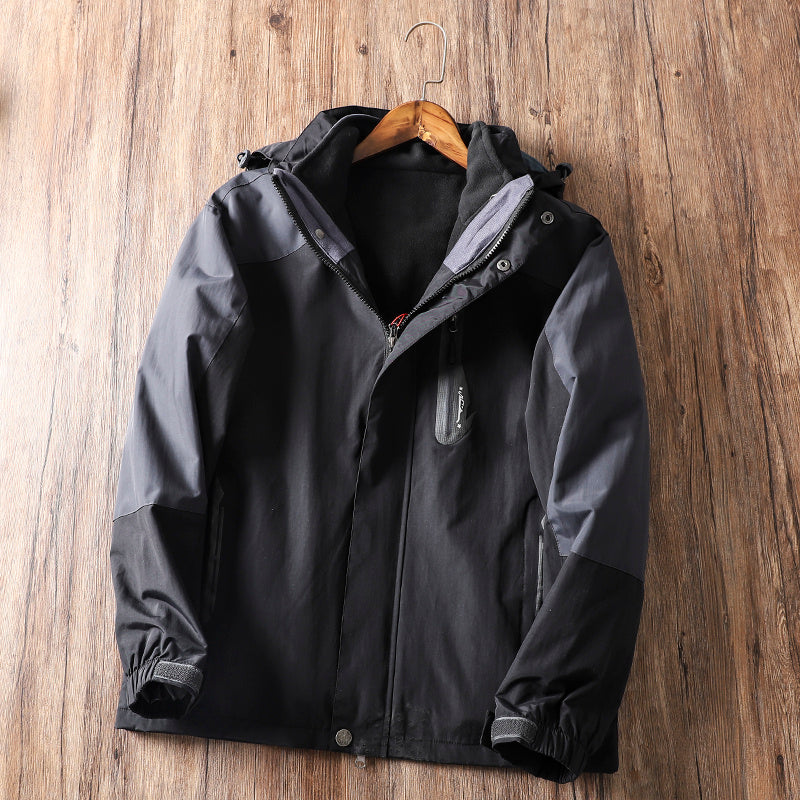 Winter Men's Plus Fleece Warm And Windproof Outdoor Jacket