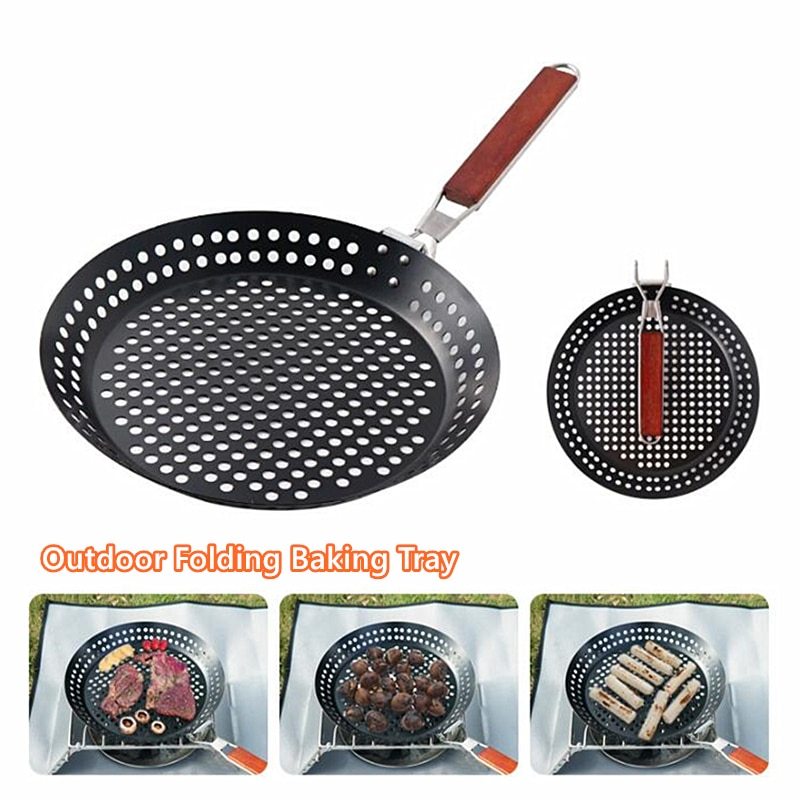 Outdoor Camping Foldable Grilled Skillet Pan