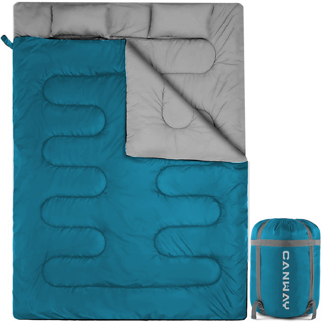 Outdoor Double Couple Thickened Camping Sleeping Bag With Pillow