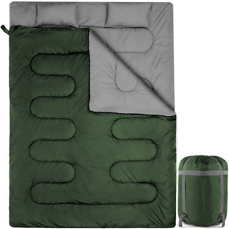Outdoor Double Couple Thickened Camping Sleeping Bag With Pillow