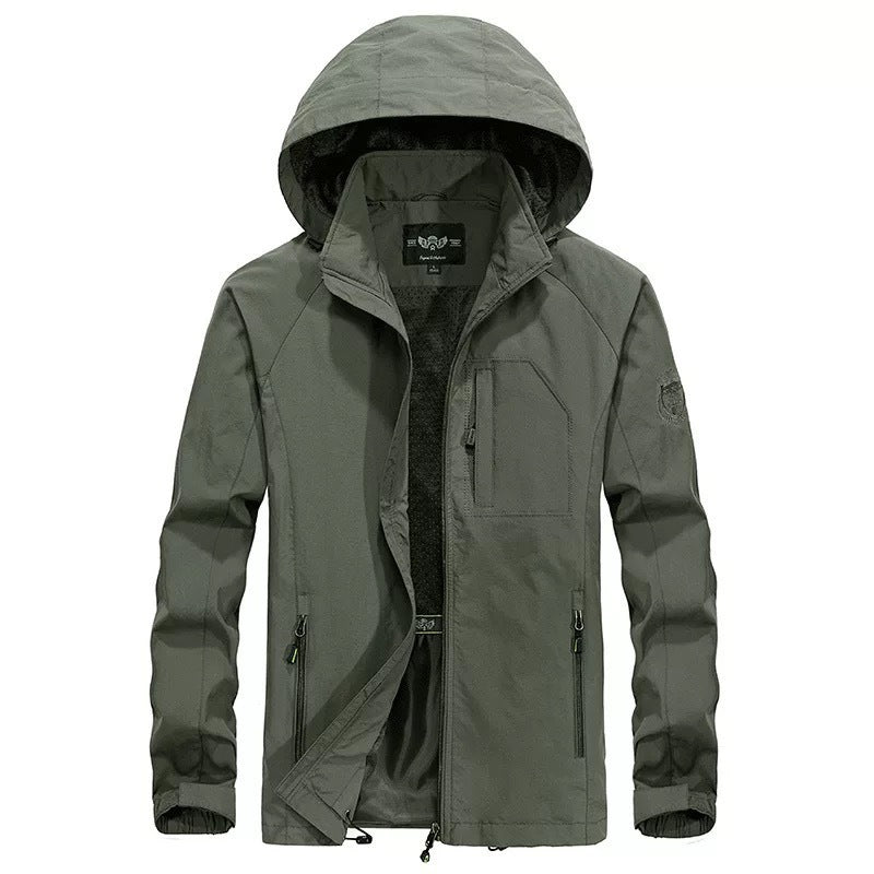 Men's Thin Jacket Outdoor Hooded Waterproof Mountaineering Suit