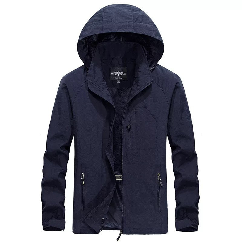 Men's Thin Jacket Outdoor Hooded Waterproof Mountaineering Suit