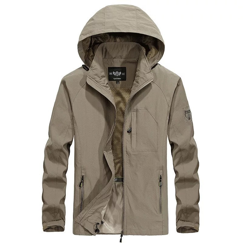 Men's Thin Jacket Outdoor Hooded Waterproof Mountaineering Suit