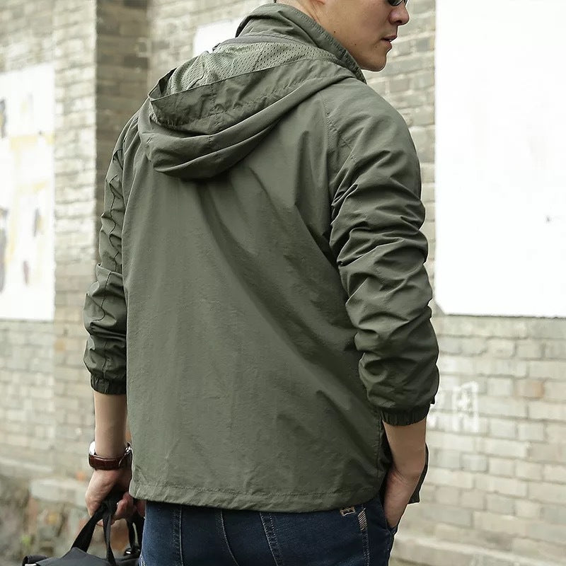 Men's Thin Jacket Outdoor Hooded Waterproof Mountaineering Suit