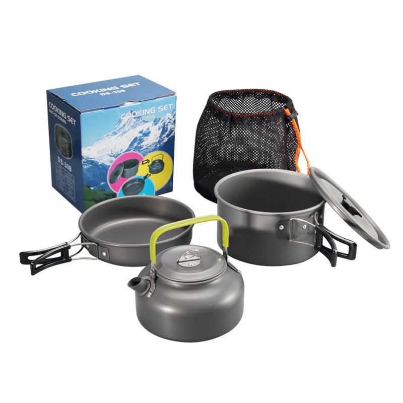 Outdoor Camping 2-3 Person Pot And Teapot Combo Hard Alumina Pot Portable Camping Pot Combo