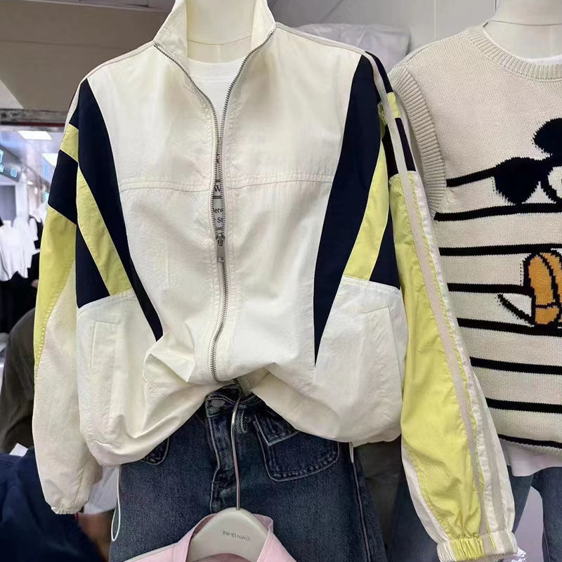 Spliced Stand Neck Jacket For Women