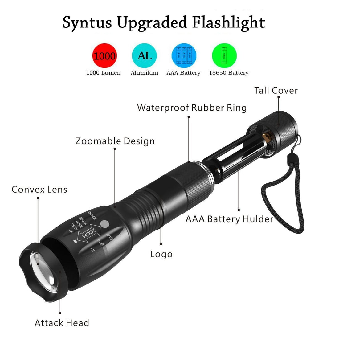 Hunting Zoomable Flashlight Torch Light