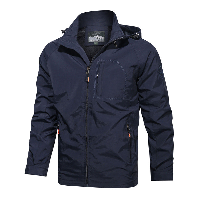 Mountaineering Hooded Jacket Windproof Men's Casual Jacket Outdoor Large Size Jacket Men