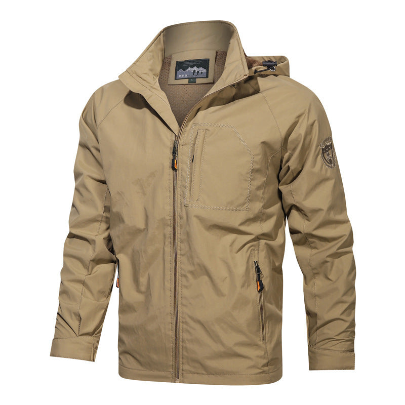 Mountaineering Hooded Jacket Windproof Men's Casual Jacket Outdoor Large Size Jacket Men