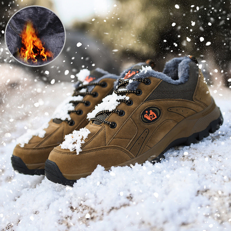 Outdoor Men's Hiking Shoes Plus Velvet Warm Cotton Shoes