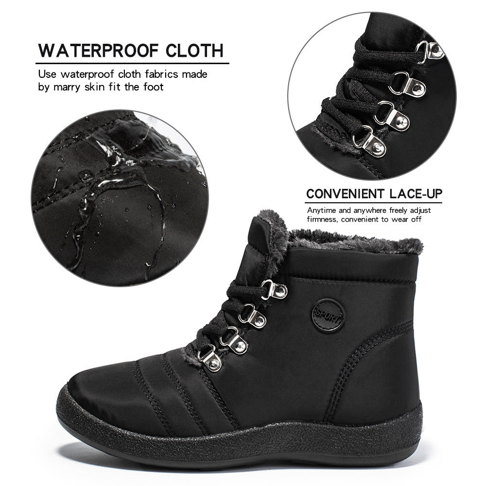 Hiking Shoes Warm Women's Snow Boots Lace-up Waterproof