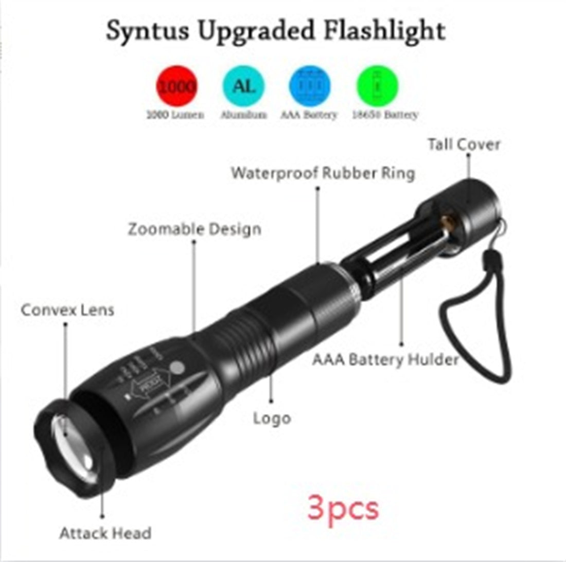 Hunting Zoomable Flashlight Torch Light