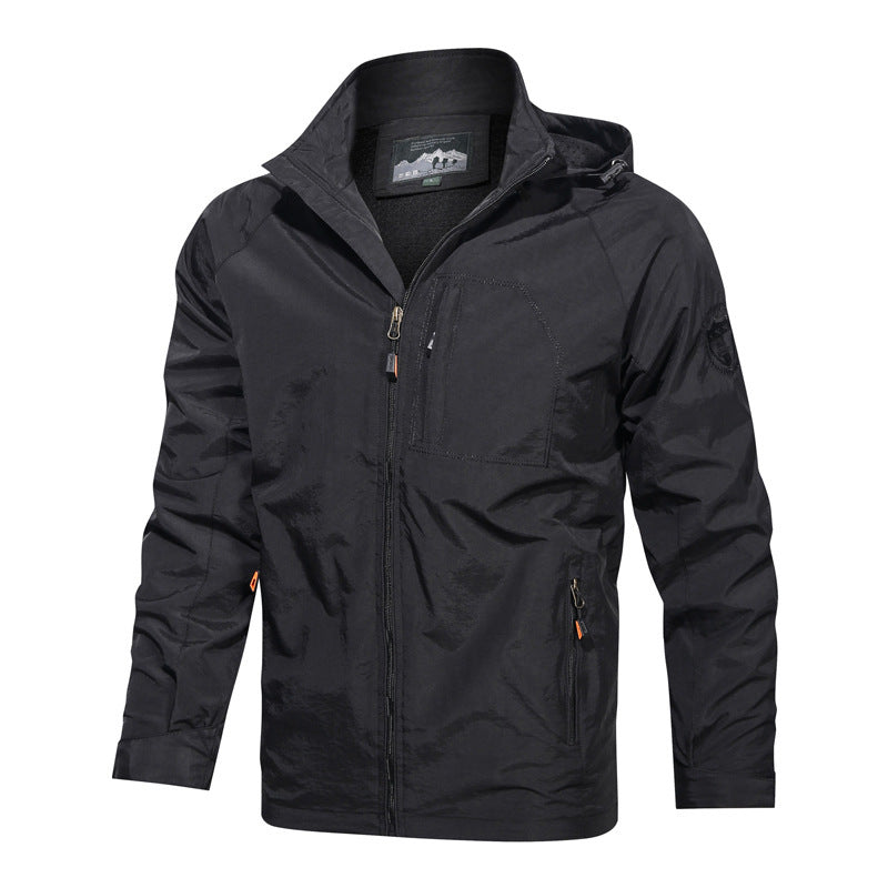 Mountaineering Hooded Jacket Windproof Men's Casual Jacket Outdoor Large Size Jacket Men