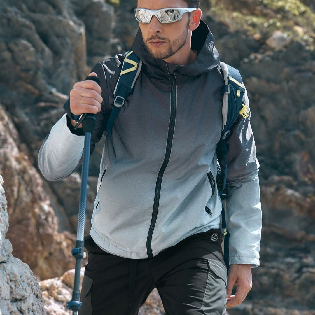 Men's Hooded Raincoat Men's Outdoor Mountaineering Shell Jacket Windproof Waterproof Men's Jacket Tide