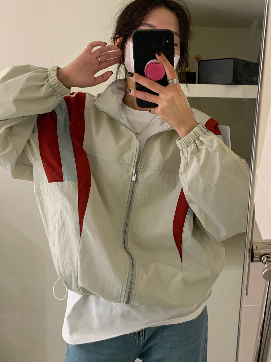 Spliced Stand Neck Jacket For Women