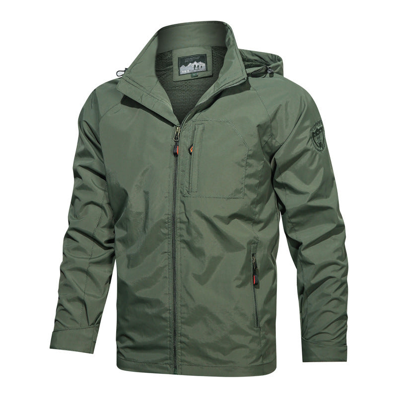 Mountaineering Hooded Jacket Windproof Men's Casual Jacket Outdoor Large Size Jacket Men