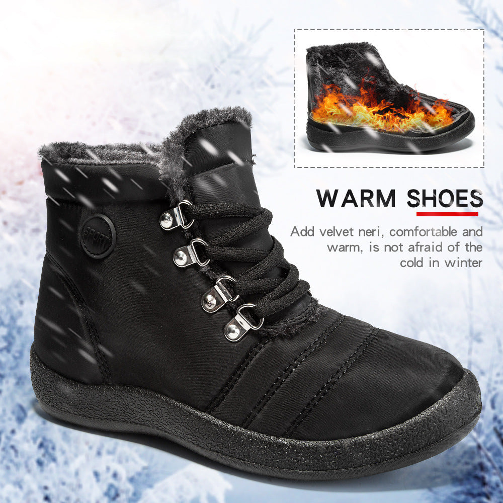 Hiking Shoes Warm Women's Snow Boots Lace-up Waterproof