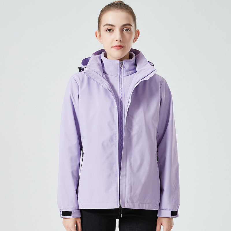 Outdoor Shell Jacket Male And Female Trendy Brand Three-in-one Detachable Two-piece Set Mountaineering Clothing Women's Outdoor Windproof Coat